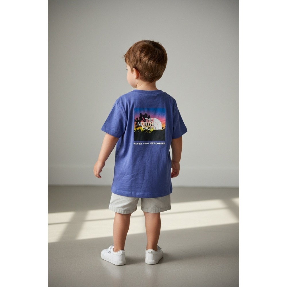 North Face Girls Graphic Shirt Sunset Palm Trees Never Stop Exploring, Size XS/6
